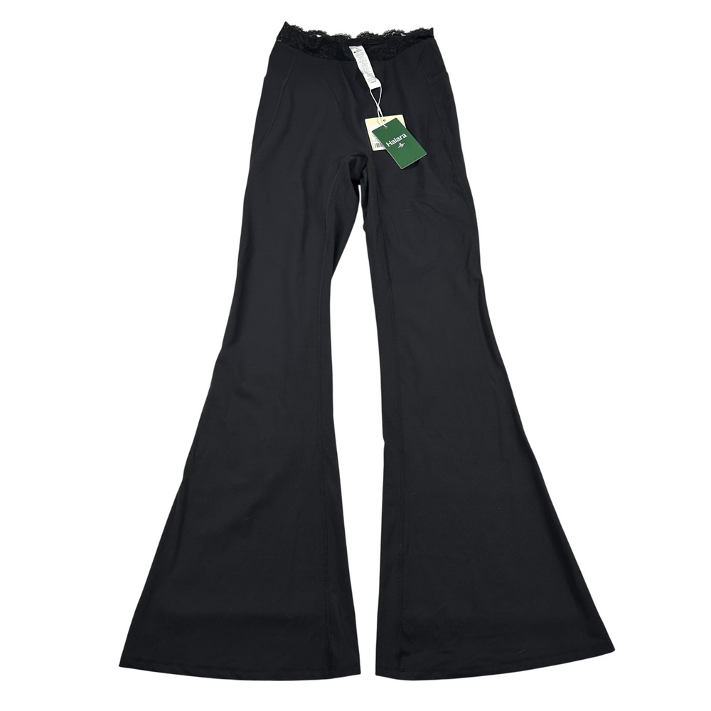 Halara Pants Womens S UltraSculpt Black Lace Curvy Flare Yoga Stretch Pockets